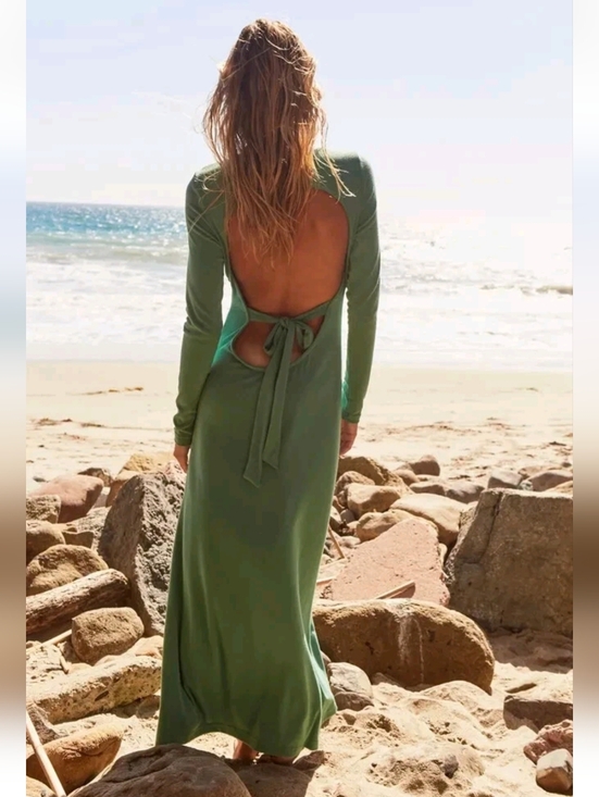 Free People Dresses & Skirts - Free People Beach‎ Womens Maxi Dress NWT Aubre Open-Back Backless Green Medium